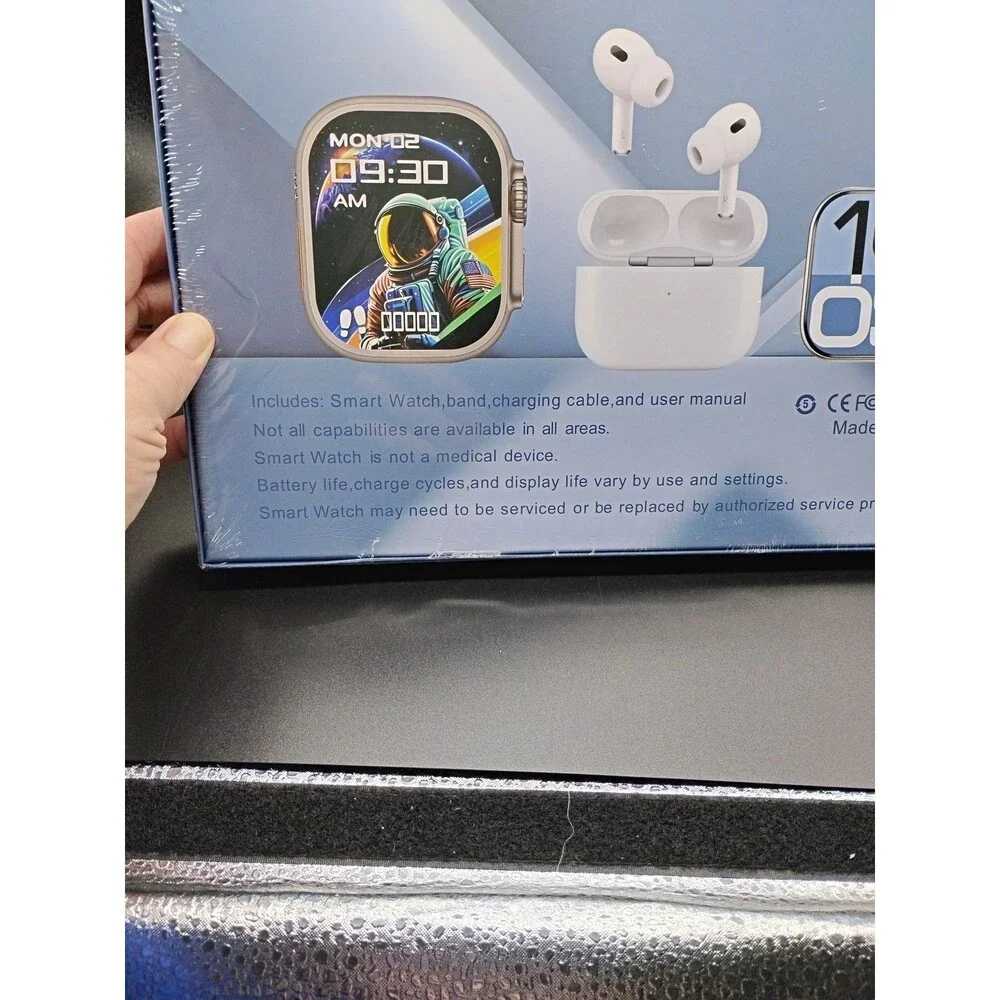 Smart Watch Bundle 2 Watch Faces 4 Interchangable Bands With Wireless Earbuds.